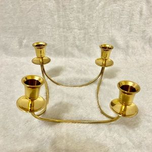 Vintage Curved Brass Quartet Candelabra 4 Way Candle Holder